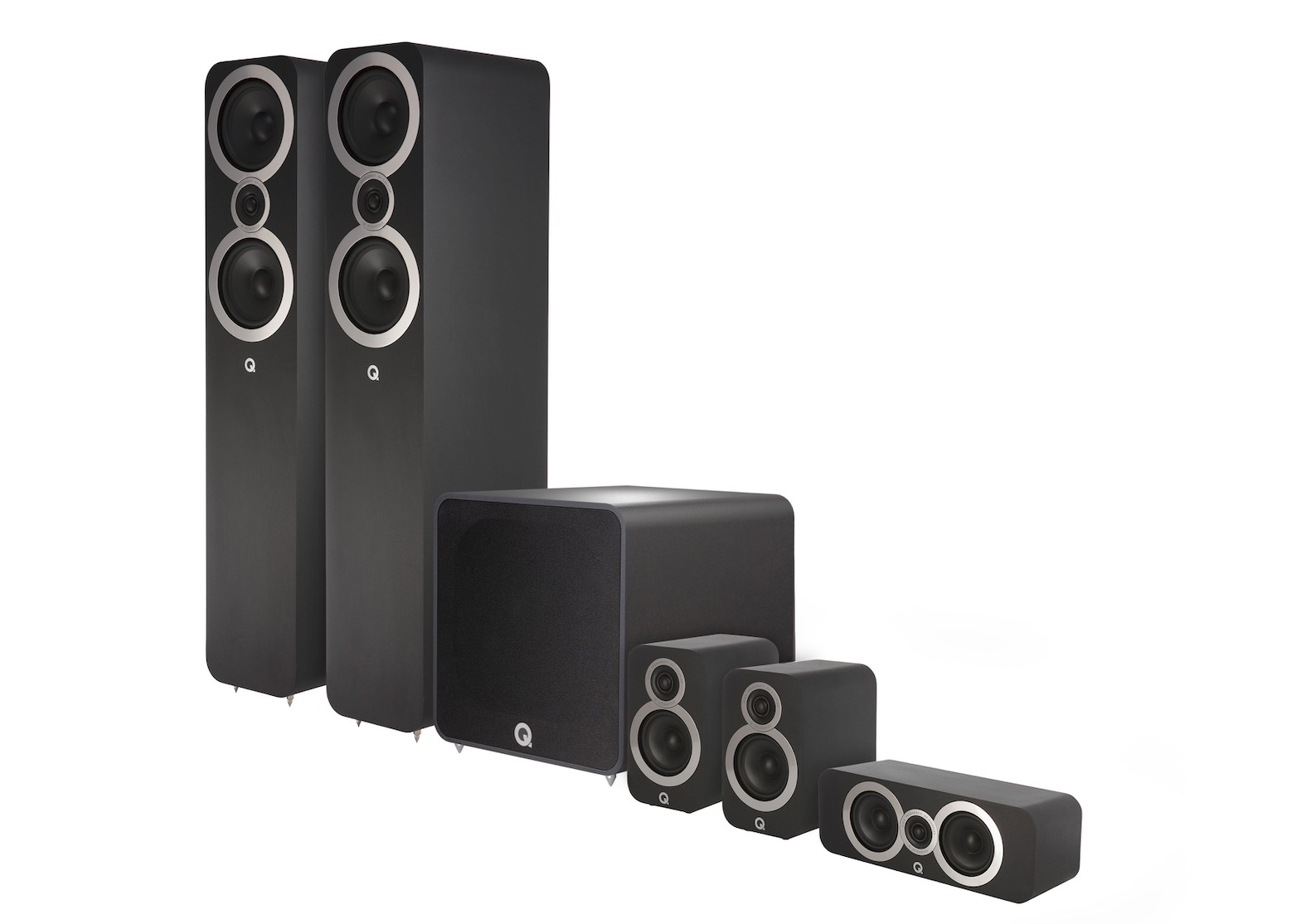 QB12 Carbon Black 3050i Theatre System On White Background