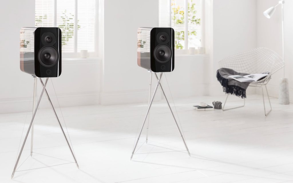 Q Acoustics Concept 300 No Grille On Tensegrity Stand