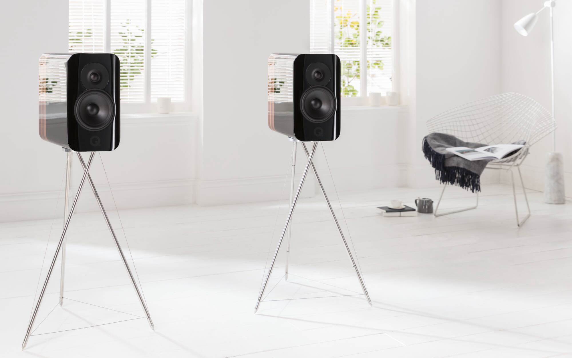 Q Acoustics Concept 300 No Grille On Tensegrity Stand