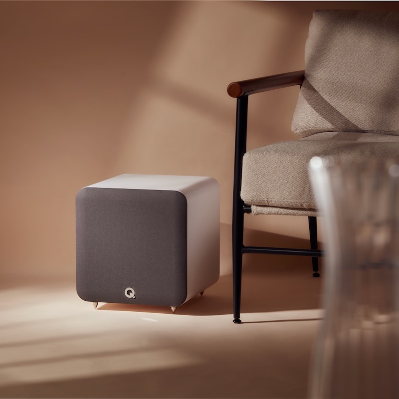 Q Acoustics SUB80 Satin White With Chair