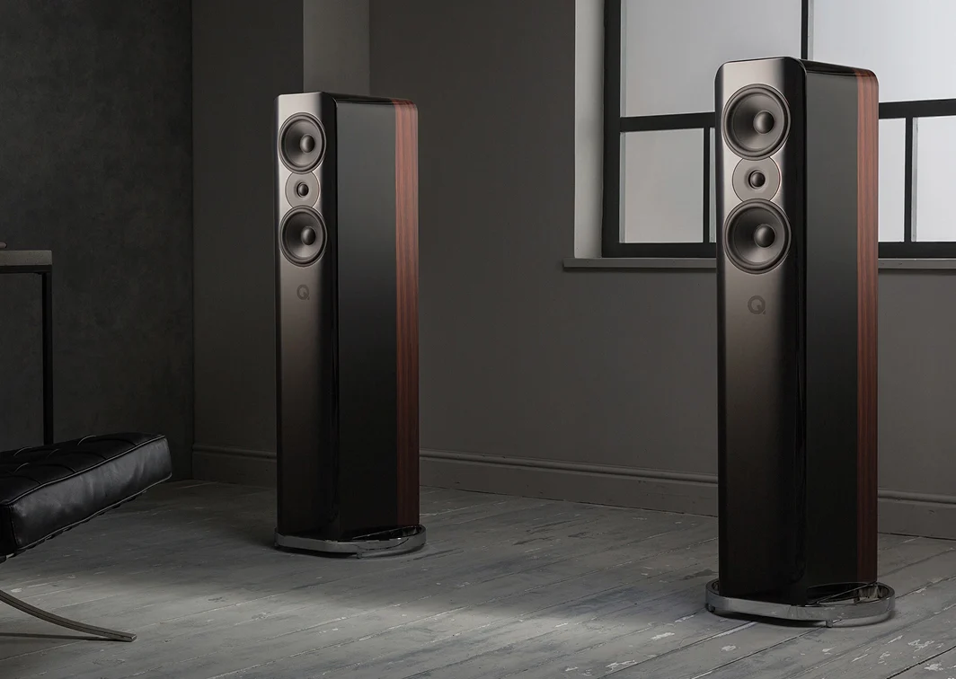 Q Acoustics Floorstanding Speakers in a room.