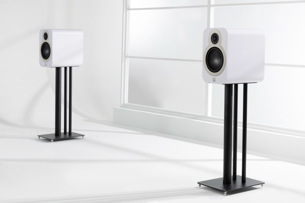 Q Acoustics 3030c Satin White Lifestyle No Grille